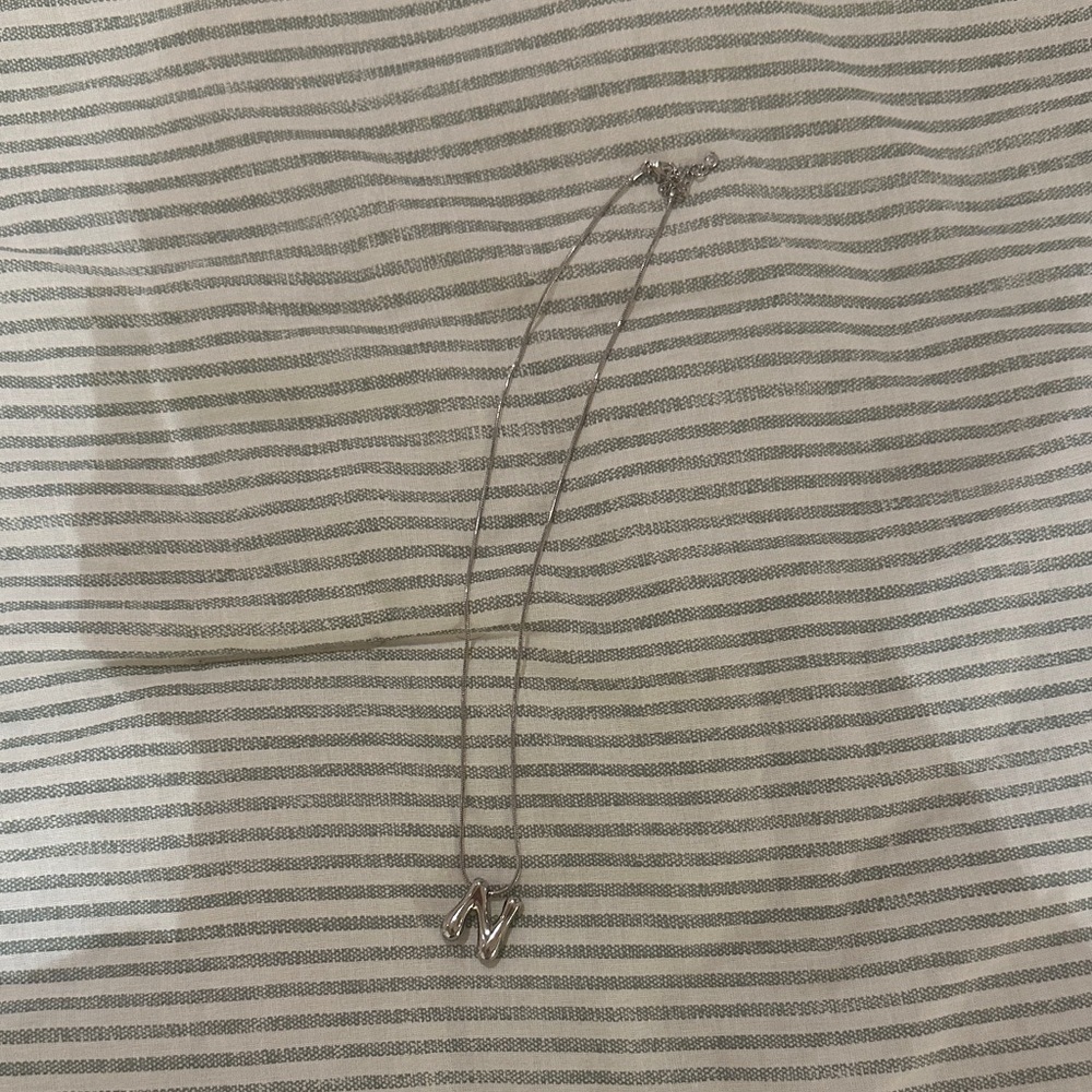 Silver Initial 'N' Necklace